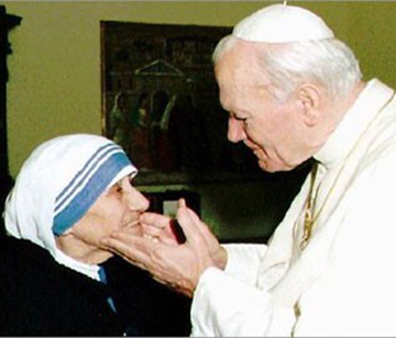 Mutter Teresa mit Papst Johannes Paul II